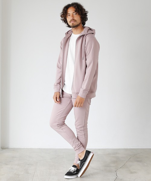 LIL VENDARS(リルヴェンダース)の「【セットアップ2点セット】ハイネックジップパーカー & ジョガーパンツ セットアップ(パーカー・メンズ・ホワイト/ブラック/杢グレー/ネイビー/ピンク・S/M/L/XL)」の5枚目の写真