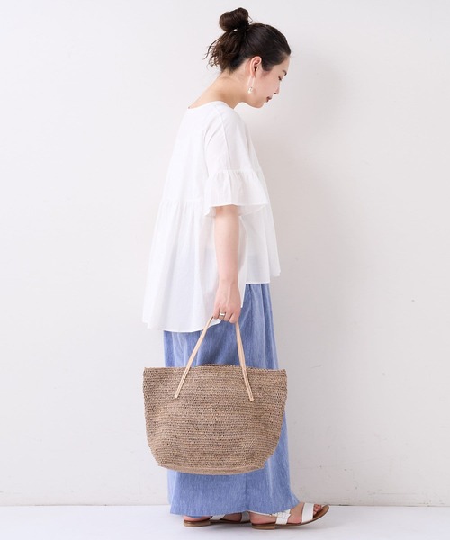 BEARDSLEY（ビアズリー）の「布帛コンビギャザーカットソー（Tシャツ/カットソー・レディース・ホワイト/ブラック・FREE）」の3枚目の写真