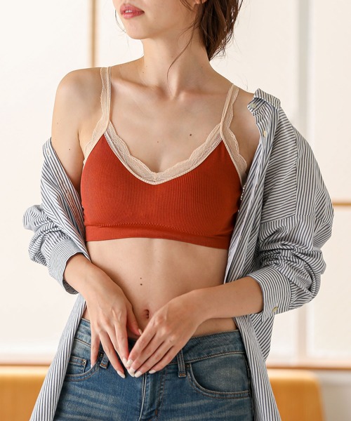 ALTROSE（アルトローズ）の「ブラトップ　[ﾊﾞｲｶﾗｰﾚｰｽ]（キャミソール・レディース・ブラック/ブラウン/グレー/カーキ/ピンク・FREE）」の9枚目の写真