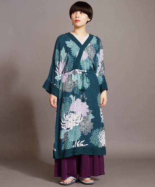 カヤ(カヤ)の「【カヤ】夏菊 浴衣ならいワンピース(ワンピース・レディース・ネイビー/グリーン/スミクロ/ライトグレー/エンジ・FREE)」の3枚目の写真