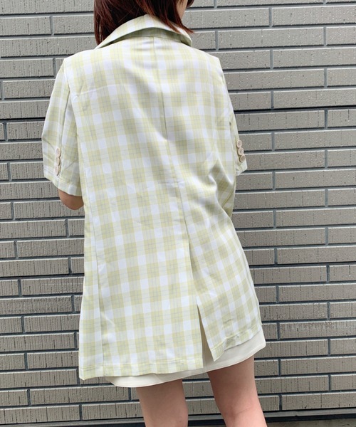 at12:03（アットイチニーゼロサン）の「オーバーサイズチェックジャケット（テーラードジャケット・レディース・イエロー/ブルー・FREE）」の15枚目の写真