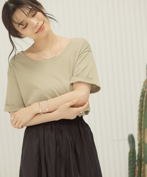 BAYFLOW(ベイフロー)の「シルケットCネックTシャツ2(Tシャツ/カットソー・レディース・ライトグレー/ブラック/ベージュ/チャコール・SMALL/MEDIUM)」の1枚目の写真