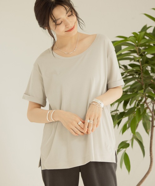 BAYFLOW(ベイフロー)の「シルケットCネックTシャツ2(Tシャツ/カットソー・レディース・ライトグレー/ブラック/ベージュ/チャコール・SMALL/MEDIUM)」の3枚目の写真