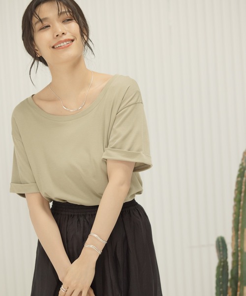 BAYFLOW(ベイフロー)の「シルケットCネックTシャツ2(Tシャツ/カットソー・レディース・ライトグレー/ブラック/ベージュ/チャコール・SMALL/MEDIUM)」の5枚目の写真