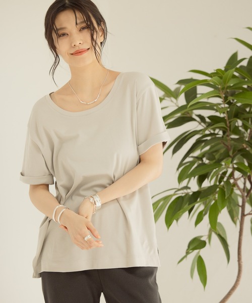 BAYFLOW(ベイフロー)の「シルケットCネックTシャツ2(Tシャツ/カットソー・レディース・ライトグレー/ブラック/ベージュ/チャコール・SMALL/MEDIUM)」の8枚目の写真