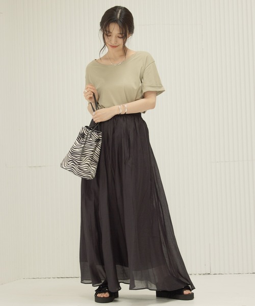 BAYFLOW(ベイフロー)の「シルケットCネックTシャツ2(Tシャツ/カットソー・レディース・ライトグレー/ブラック/ベージュ/チャコール・SMALL/MEDIUM)」の6枚目の写真