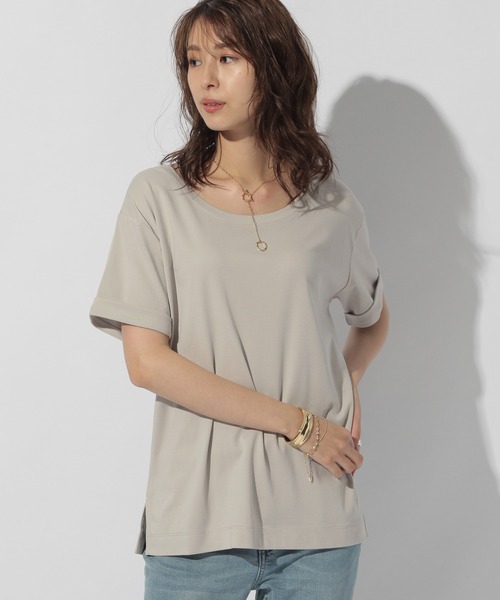 BAYFLOW(ベイフロー)の「シルケットCネックTシャツ2(Tシャツ/カットソー・レディース・ライトグレー/ブラック/ベージュ/チャコール・SMALL/MEDIUM)」の7枚目の写真