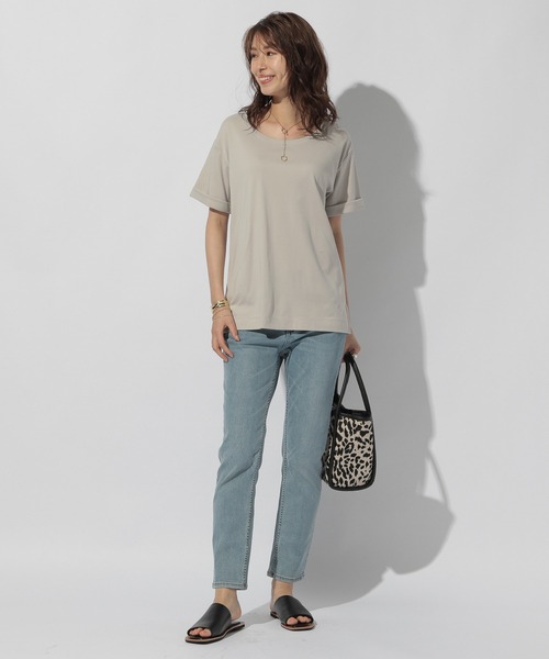 BAYFLOW(ベイフロー)の「シルケットCネックTシャツ2(Tシャツ/カットソー・レディース・ライトグレー/ブラック/ベージュ/チャコール・SMALL/MEDIUM)」の12枚目の写真