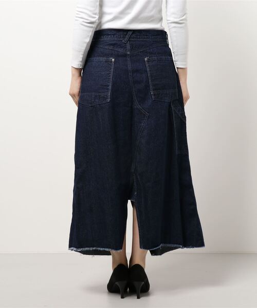 OLD BETTY'S（オールドベティーズ）の「Denim Painter Remake Skirt /デニム ペインター リメイク スカート（デニムスカート・レディース・インディゴブルー・FREE）」の2枚目の写真