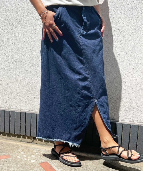 OLD BETTY'S（オールドベティーズ）の「Denim Painter Remake Skirt /デニム ペインター リメイク スカート（デニムスカート・レディース・インディゴブルー・FREE）」の5枚目の写真
