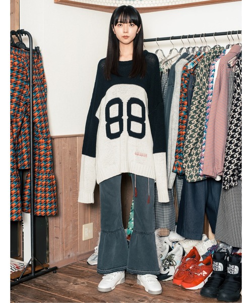 NEONSIGN(ネオンサイン)の「NEONSIGN ネオンサイン / EIGHTY-EIGHT JUMPER エイティーエイティージャンパー バイカラー切り替えオーバーサイズニット セーター / N1545(ニット/セーター・メンズ・ブラック×グレー/グリーン系その他・44/46/48)」の5枚目の写真