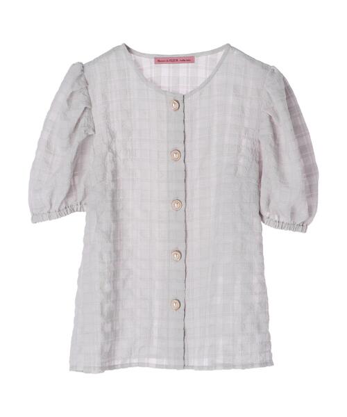 Maison de FLEUR（メゾンドフルール）の「ギンガムチェックシアーブラウス（シャツ/ブラウス・レディース・ライトグレー/イエロー/オフホワイト・FREE）」の17枚目の写真