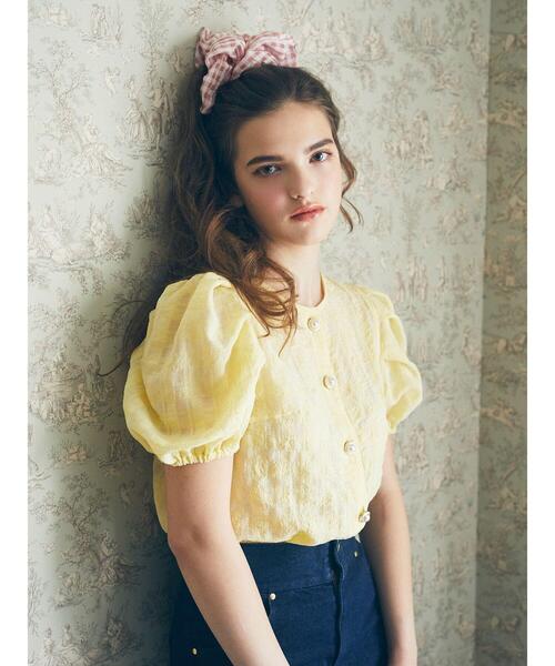Maison de FLEUR（メゾンドフルール）の「ギンガムチェックシアーブラウス（シャツ/ブラウス・レディース・ライトグレー/イエロー/オフホワイト・FREE）」の19枚目の写真