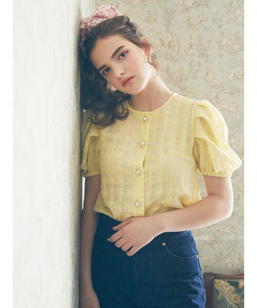 Maison de FLEUR（メゾンドフルール）の「ギンガムチェックシアーブラウス（シャツ/ブラウス・レディース・ライトグレー/イエロー/オフホワイト・FREE）」の20枚目の写真