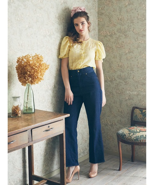 Maison de FLEUR（メゾンドフルール）の「ギンガムチェックシアーブラウス（シャツ/ブラウス・レディース・ライトグレー/イエロー/オフホワイト・FREE）」の10枚目の写真