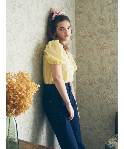 Maison de FLEUR（メゾンドフルール）の「ギンガムチェックシアーブラウス（シャツ/ブラウス・レディース・ライトグレー/イエロー/オフホワイト・FREE）」の11枚目の写真