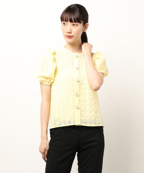 Maison de FLEUR（メゾンドフルール）の「ギンガムチェックシアーブラウス（シャツ/ブラウス・レディース・ライトグレー/イエロー/オフホワイト・FREE）」の15枚目の写真