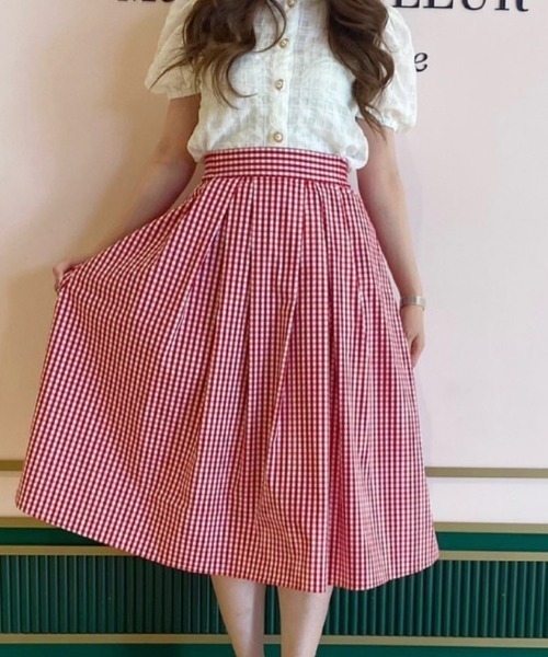 Maison de FLEUR（メゾンドフルール）の「ギンガムチェックシアーブラウス（シャツ/ブラウス・レディース・ライトグレー/イエロー/オフホワイト・FREE）」の5枚目の写真