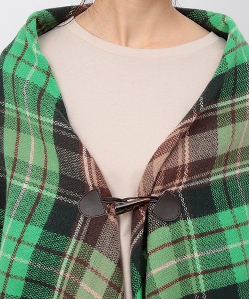 チチカカ（チチカカ）の「トグル付きチェックポンチョ（ストール/ショール・レディース・ベージュ/グリーン・FREE）」の14枚目の写真