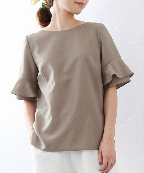 La TOTALITE（ラトータリテ）の「《追加3》ラッフルスリーブブラウス【手洗い可能】◆（シャツ/ブラウス・レディース・ブラウン/ブラック/ピンク・FREE）」の2枚目の写真