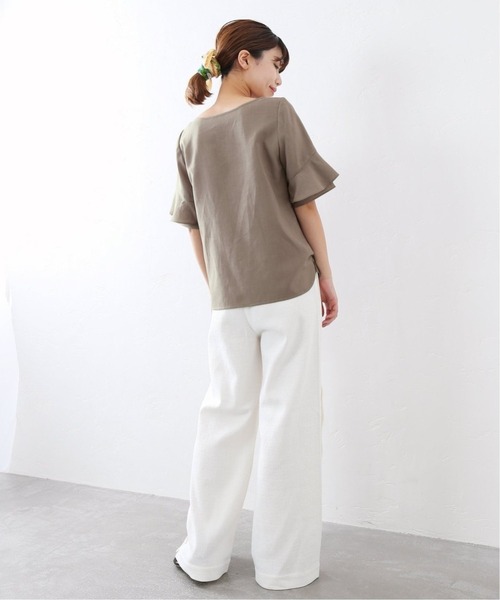 La TOTALITE - 新品未使用✨大人気 ラトータリテ　ラッフルスリーブ ブラウス 白 麻混 洗える 新品未使用✨大人気 ラトータリテ ラッフルスリーブ ブラウス 白