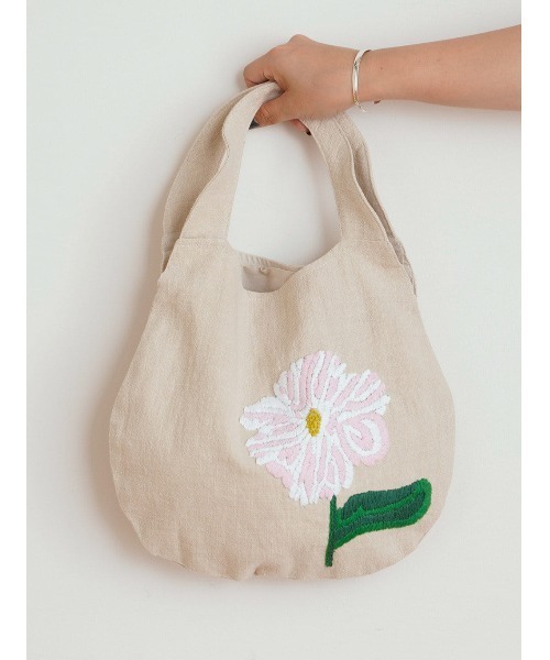 BEARDSLEY（ビアズリー）の「ハンド刺繍バッグ（トートバッグ・レディース・ベージュ/ネイビー・FREE）」の14枚目の写真