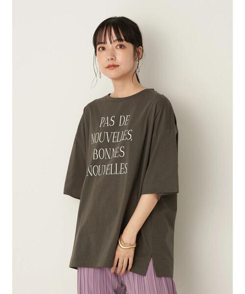 earth music&ecology（アースミュージックアンドエコロジー）の「PAS DE NOUVELLES びっぐT ＊（Tシャツ/カットソー・レディース・チャコールグレー/オフホワイト・FREE）」の3枚目の写真