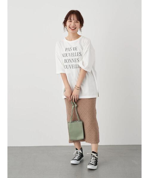 earth music&ecology（アースミュージックアンドエコロジー）の「PAS DE NOUVELLES びっぐT ＊（Tシャツ/カットソー・レディース・チャコールグレー/オフホワイト・FREE）」の9枚目の写真