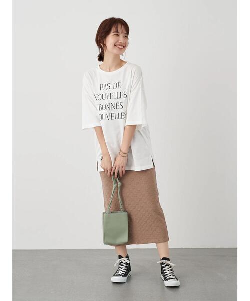 earth music&ecology（アースミュージックアンドエコロジー）の「PAS DE NOUVELLES びっぐT ＊（Tシャツ/カットソー・レディース・チャコールグレー/オフホワイト・FREE）」の10枚目の写真