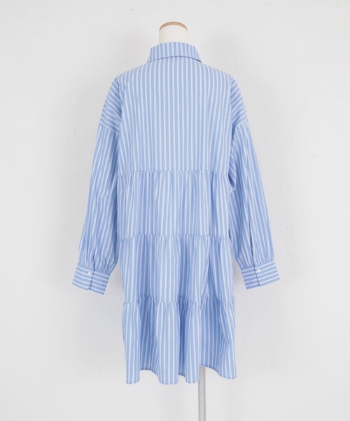 titivate（ティティベイト）の「ﾊﾞｯｸﾃｨｱｰﾄﾞﾐﾆﾜﾝﾋﾟｰｽ（シャツワンピース・レディース・ブルー系その他/ブラック/オフホワイト・L/S/M）」の18枚目の写真