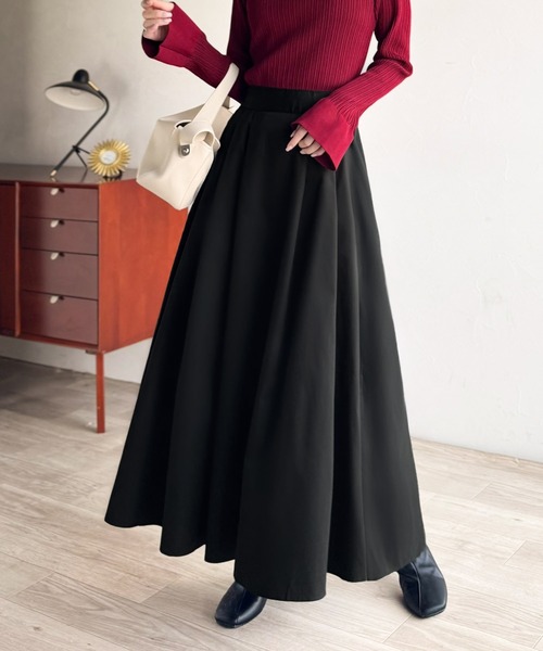 classicalelf（クラシカルエルフ）の「ふわり舞う。タックフレアボリュームスカート（スカート・レディース・アイボリー/ブラック/ベージュ/モカ/ライトグレー・LARGE/X-LARGE/MEDIUM/SMALL）」の8枚目の写真