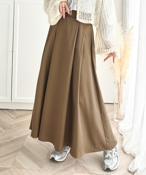 極美品✨ダブルスタンダード　24AW ボリュームボーダータック スカート 38 UVカット360°ストレッチタッグボリュームスカートが登場！