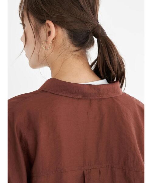 earth music&ecology（アースミュージックアンドエコロジー）の「シアーショートシャツ ＊（シャツ/ブラウス・レディース・ベージュ/オレンジ/ブラウン/グリーン・FREE）」の11枚目の写真