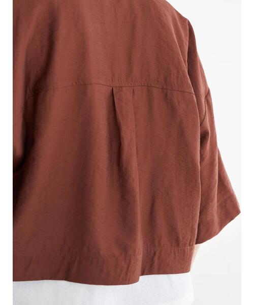 earth music&ecology（アースミュージックアンドエコロジー）の「シアーショートシャツ ＊（シャツ/ブラウス・レディース・ベージュ/オレンジ/ブラウン/グリーン・FREE）」の14枚目の写真