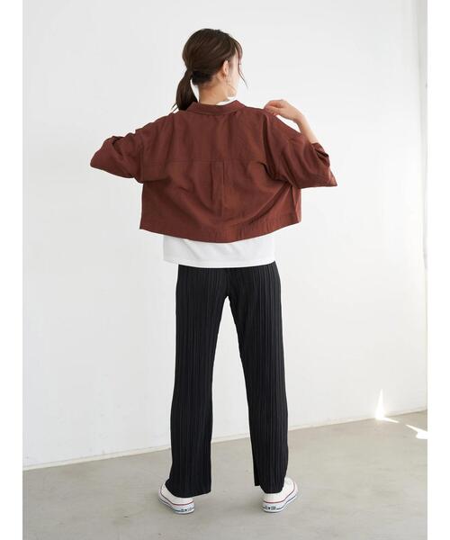 earth music&ecology（アースミュージックアンドエコロジー）の「シアーショートシャツ ＊（シャツ/ブラウス・レディース・ベージュ/オレンジ/ブラウン/グリーン・FREE）」の21枚目の写真