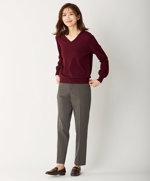 J.PRESS(ジェイプレス)の「【洗える】NEWESTバックピーチチェック テーパード パンツ(その他パンツ・レディース・ブラウン系3・7/13/9/11)」の4枚目の写真