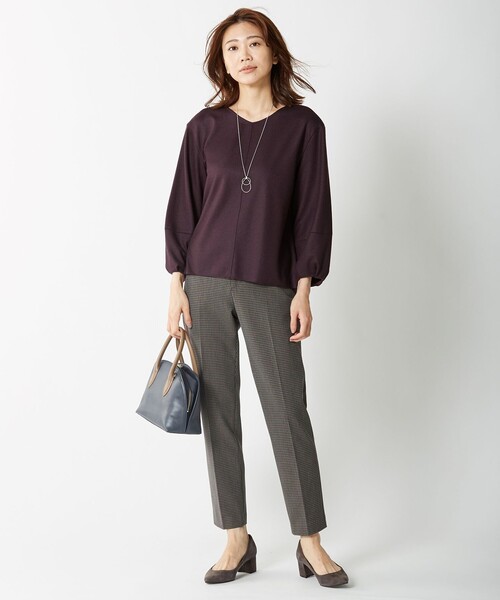 J.PRESS(ジェイプレス)の「【洗える】NEWESTバックピーチチェック テーパード パンツ(その他パンツ・レディース・ブラウン系3・7/13/9/11)」の6枚目の写真