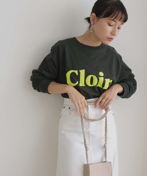 HER CLOSET（ハークローゼット）の「【HERCLOSET】WEB限定CloirロゴロンT 新色追加 WEB LIMITED CLOIR LOGO LONG TEE NEW COLOR（Tシャツ/カットソー・レディース・ブラック/チャコールグレー/ホワイト/ブラウン/ネイビー・S/L/M）」の3枚目の写真