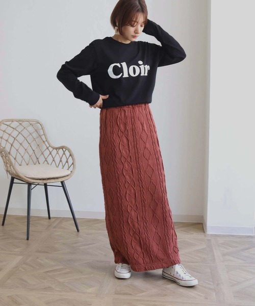 HER CLOSET（ハークローゼット）の「【HERCLOSET】WEB限定CloirロゴロンT 新色追加 WEB LIMITED CLOIR LOGO LONG TEE NEW COLOR（Tシャツ/カットソー・レディース・ブラック/チャコールグレー/ホワイト/ブラウン/ネイビー・S/L/M）」の9枚目の写真