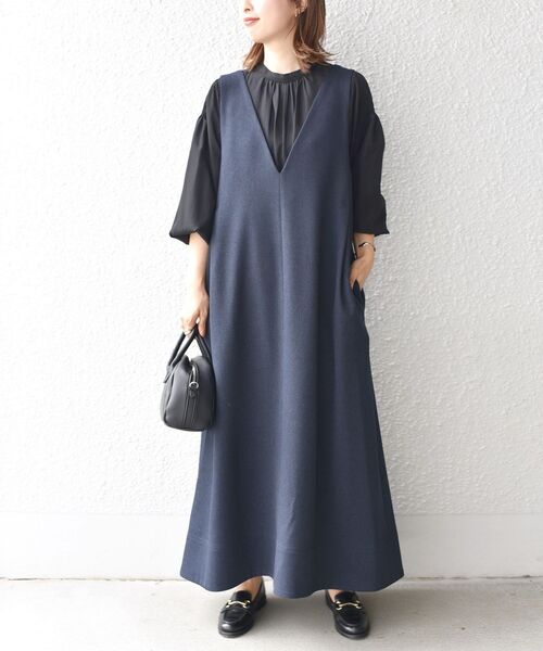 SHIPS(シップス)の「【WEB限定】〈手洗い可能〉2WAYタックワンピース◇(ワンピース・レディース・ネイビー/ブラウン/オフホワイト・SMALL/MEDIUM)」の7枚目の写真
