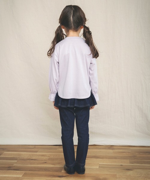 BRANSHES（ブランシェス）の「【WEB限定】デニムニットフリルパンツ（デニムパンツ・キッズ・ブルー/ネイビー・120cm/140cm/150cm/100cm/130cm/110cm）」の10枚目の写真