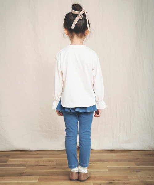 BRANSHES（ブランシェス）の「【WEB限定】デニムニットフリルパンツ（デニムパンツ・キッズ・ブルー/ネイビー・120cm/140cm/150cm/100cm/130cm/110cm）」の18枚目の写真