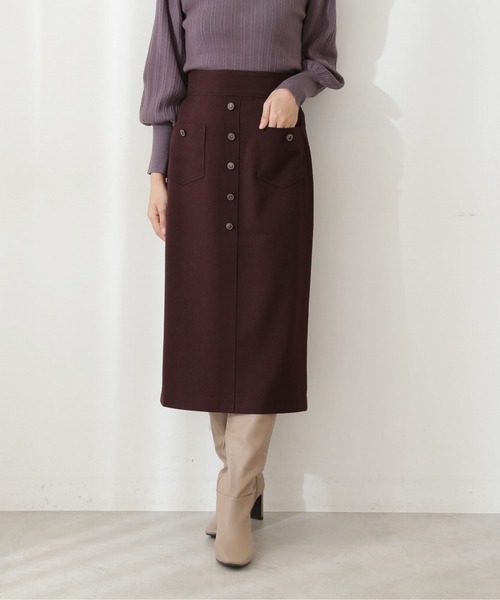 プロポーション ボディドレッシングのピンク ベルト付き タイトスカート PROPORTION BODY DRESSING（プロポーションボディドレッシング