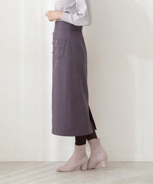 PROPORTION BODY DRESSING（プロポーションボディドレッシング）の「フロント釦ハイウエストタイトスカート / 1211220008（スカート・レディース・パープル/ブラウン・MEDIUM/SMALL）」の6枚目の写真