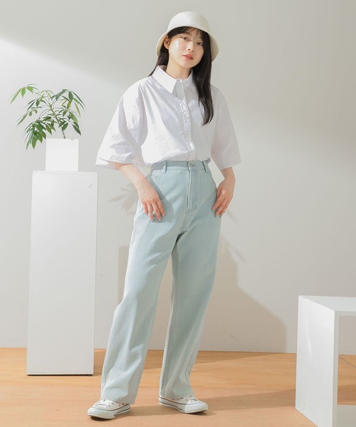 HEYUMM(ヘユム)の「ルーズシルエットデニムパンツ(デニムパンツ・レディース・ブラック/ライトインディゴブルー/ワンウォッシュ・ONE)」の5枚目の写真