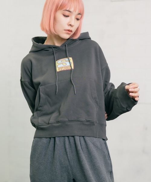 STUSSY（ステューシー）の「STUSSY/ステューシー AGNESS BOXY CROP HOOD FLEECE フーディー（パーカー・メンズ・チャコールグレー/アッシュグレー・L）」の14枚目の写真