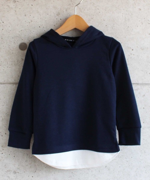 THE CASUAL(カジュアル)の「無地フェイクレイヤードプルオーバーパーカー キッズ(パーカー・キッズ・ブラック/ベージュ/ネイビー/カーキ/ブルー/ミント/モカ/オートミール/杢グレー/チャコール・120cm/130cm/140cm/150cm/160cm/110cm)」の9枚目の写真