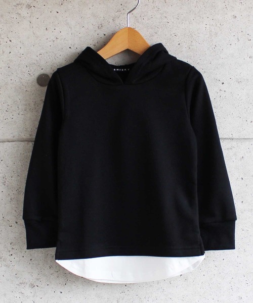 THE CASUAL(カジュアル)の「無地フェイクレイヤードプルオーバーパーカー キッズ(パーカー・キッズ・ブラック/ベージュ/ネイビー/カーキ/ブルー/ミント/モカ/オートミール/杢グレー/チャコール・120cm/130cm/140cm/150cm/160cm/110cm)」の1枚目の写真