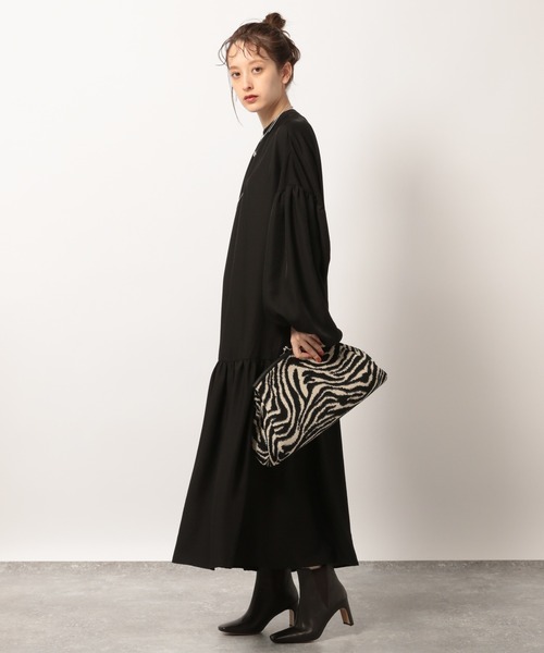 BABYLONE（バビロン）の「BABYLONE / ソフトドビーマキシワンピース【手洗い可】（ワンピース・レディース・ブラック/ベージュ・フリー）」の3枚目の写真