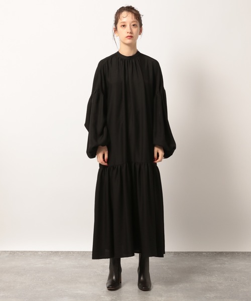 BABYLONE（バビロン）の「BABYLONE / ソフトドビーマキシワンピース【手洗い可】（ワンピース・レディース・ブラック/ベージュ・フリー）」の13枚目の写真